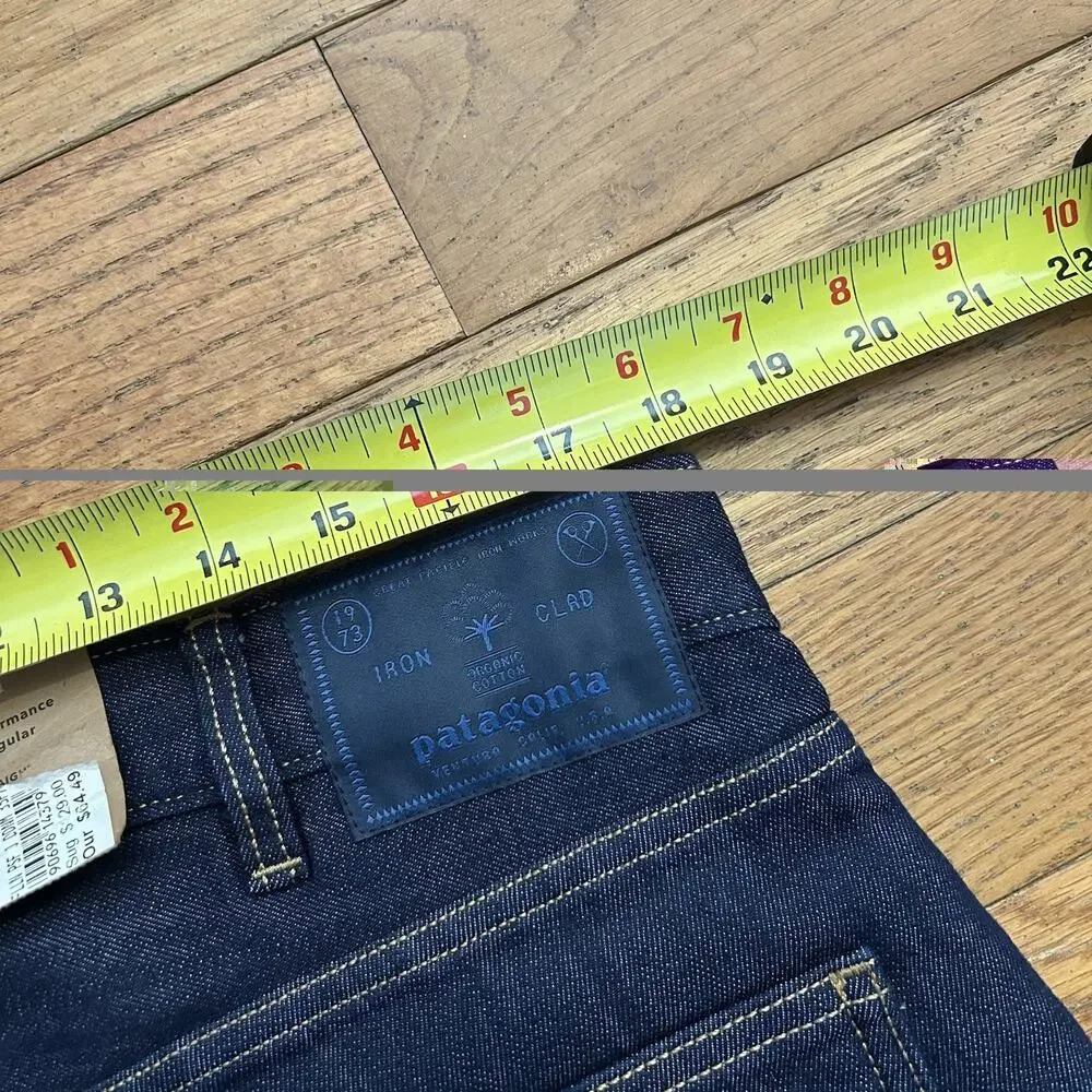 NEW Patagonia Flannel Lined Performance Straight Stretch Dark Wash Jeans 35x32